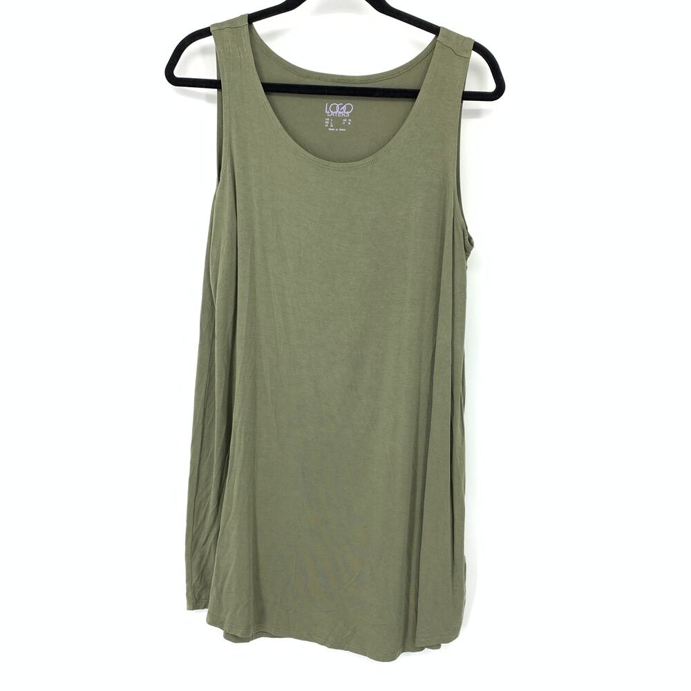 Logo By Lori Goldstein Layers Tank Top Women's Sz Large Scoop Neck Green